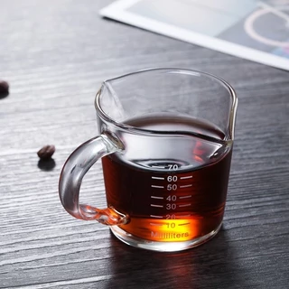 แก้วตวงสองปาก หูจับ 70ml ทนความร้อน แก้วตวงกาแฟ แก้วมีสเกล ถ้วยตวง แก้วช็อต อุปกรณ์ทำกาแฟ ไซรัป แก้วคาเฟ่ ตวงนม ตวงชา