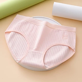 กางเกงในผู้หญิง น่ารักและหวาน เอวกลาง สีทึบระบายอากาศ กางเกงชั้นใน NY038
