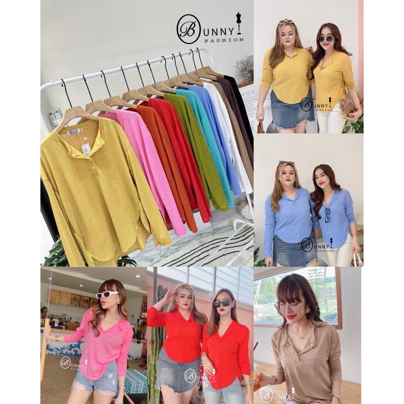 A005 Bunnyfashion เสื้อสลาฟคอกระดุม มี2ไซส์