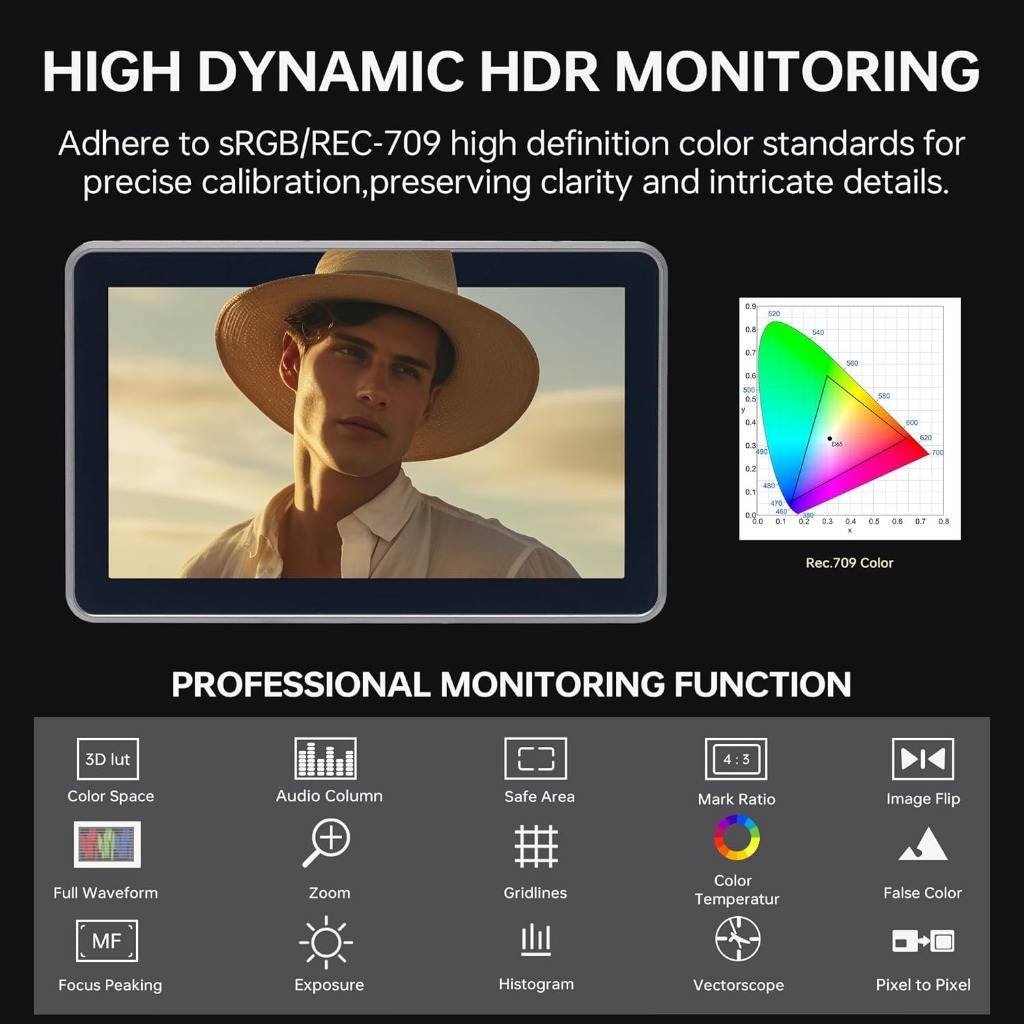 จอมอนิเตอร์ Viltrox DC-X2 (HDMI) ขนาด 6 นิ้ว FHD 2000 Nits Camera Monitor with Battery, Sunshade Hood ประกันศูนย์