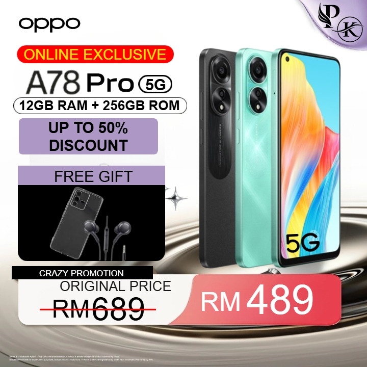 จัดส่งภายใน 12 ชั่ว ประกันศูนย์ [5G] OPPO A78 [256+12GB] มือถืออัจฉริยะ จอ FHD+ AMOLED แบตใหญ่ 5000mAh ชาร์จเร็ว all new