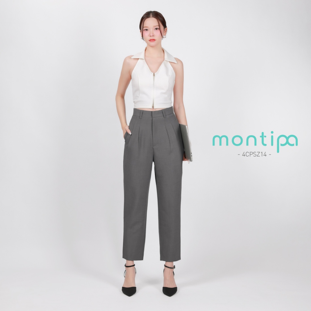 Montipa กางเกงทรงสอบ ซิปหน้า ดีเทลแต่งจีบด้านหน้า ผ้า Comfort 4CPSZ14 ราคา ถูกที่สุด ดีลบีเคเค