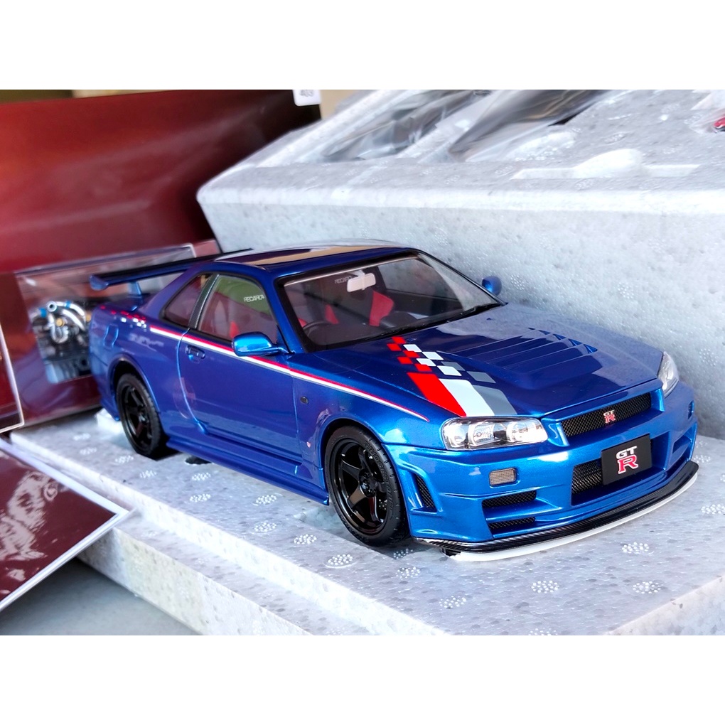 โมเดลรถR34 1/18 โมเดลรถ Nissan Skyline R34 GT-R Nismo Z-tune BLUE 1:18  โมเดลรถR34ztue โมเดลรถR34nis