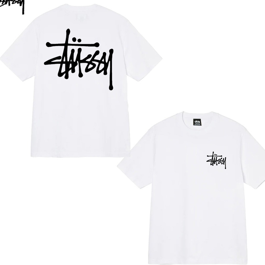 เสื้อยืด Stussy แท้ Basic Logo Tee Black/White(US)