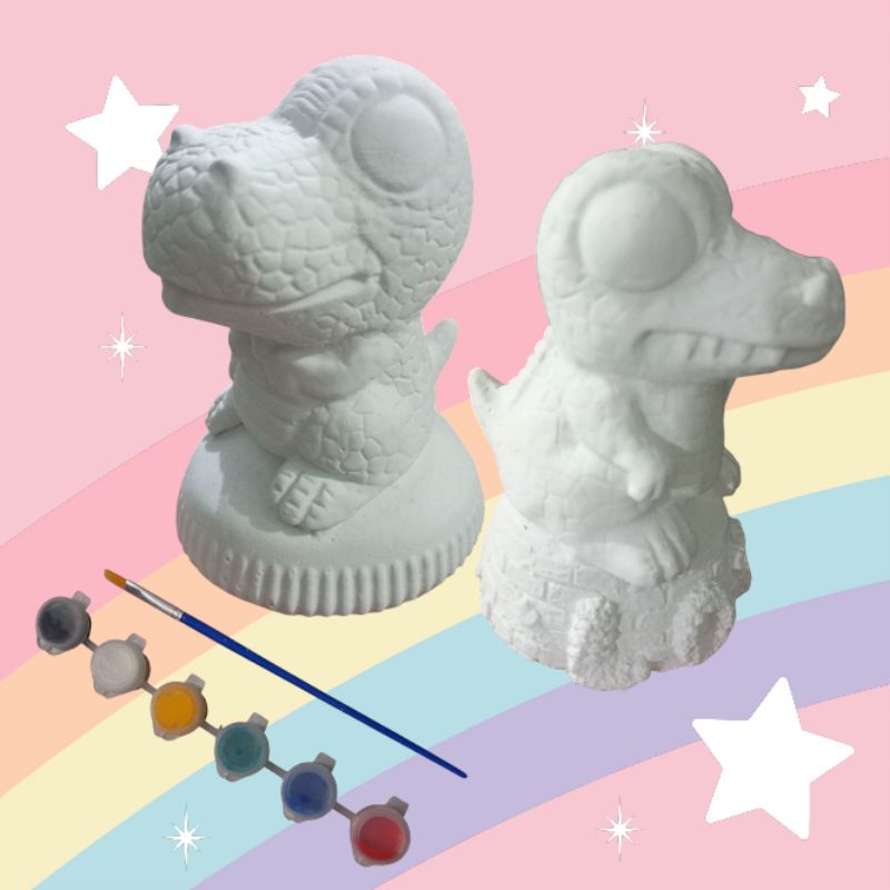 ตุ๊กตาระบายสีไดโนเสาร์ ตุ๊กตาปูนปาสเตอร์ ระบายสี กิจกรรมยามว่าง