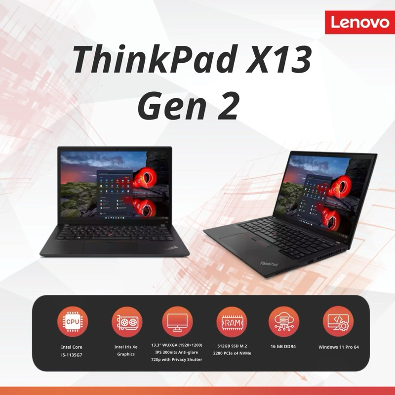 โน๊ตบุ๊ค รุ่น Lenovo ThinkPad X13 Gen 2 สินค้ามือสอง สภาพสวย