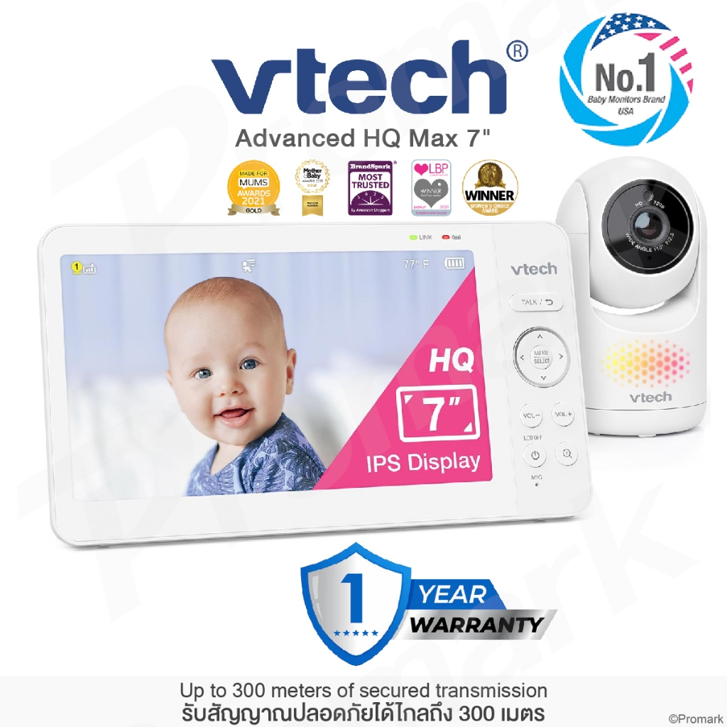 (ประกัน 1ปี) Vtech Baby Camera Advanced HQ Max 7” IPS Monitor USA #1 กล้องเบบี้มอนิเตอร์ 7นิ้ว 2907V