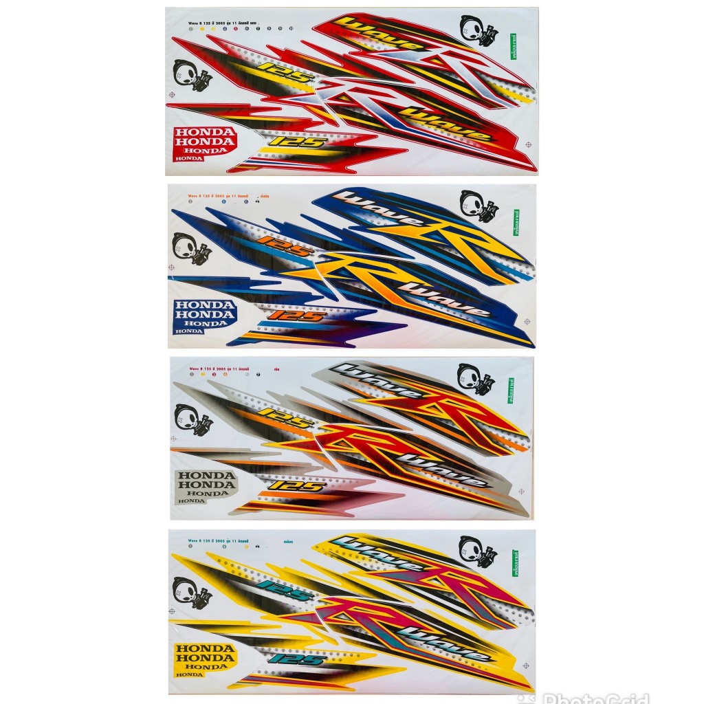 (เคลือบเงาแท้) สติกเกอร์ สติ๊กเกอร์ Wave 125R เวฟ 125R หัวแหลม ปี 2005 รุ่น 11