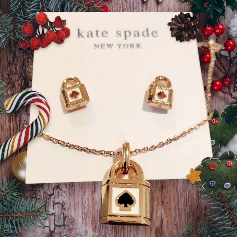 ต่างหู สร้อยคอ กุญแจ lock and spade enamel studs/necklace rose gold