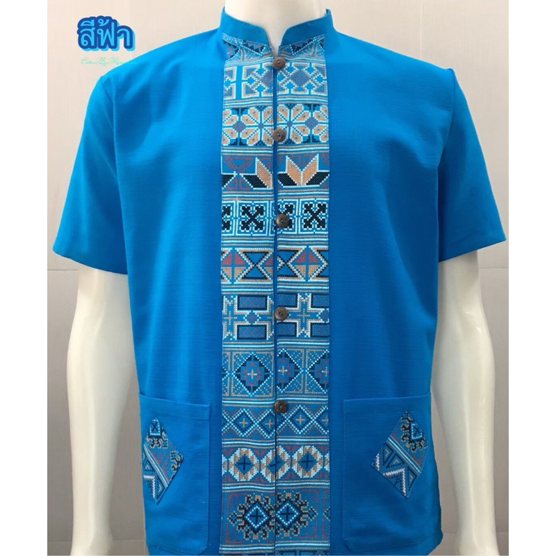 เสื้อผ้าฝ้ายผู้ชายแขนสั้นเสื้อแต่งหมี่คู่1 (อก40-56)