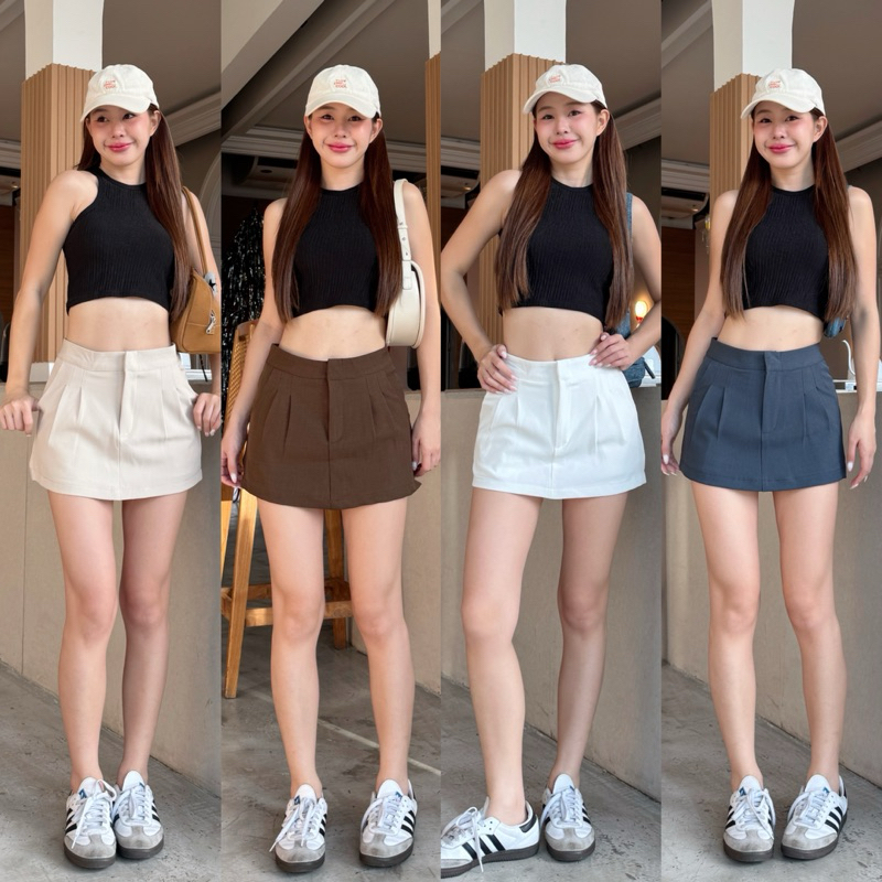 มาใหม่จ้า‍…กระโปรงกางเกง2จีบซิบหน้า ยาว12.5-13” ผ้าออดี้🎖️🧑🏻‍🎄🎀