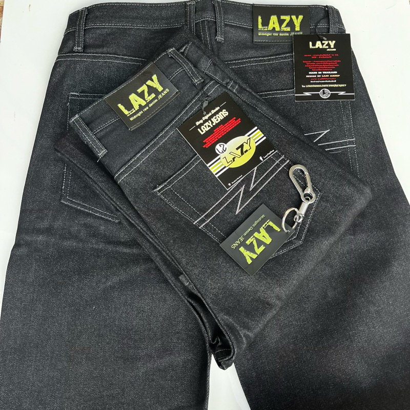 กางเกงกระบอกใหญ่ผ้าดิบ16Ozป้ายLazyแถมป้ายแถมตะขอ