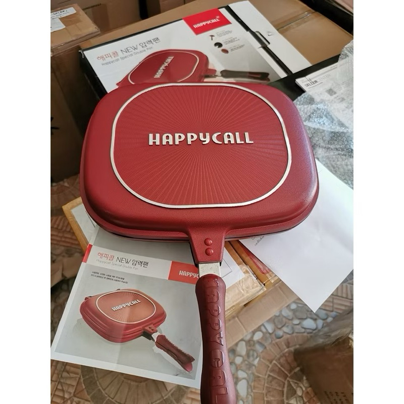 กระทะ กระทะเอนกประสงค์ กระทะเทฟล่อน กระทะ 2 ด้าน Happy call Double Pan