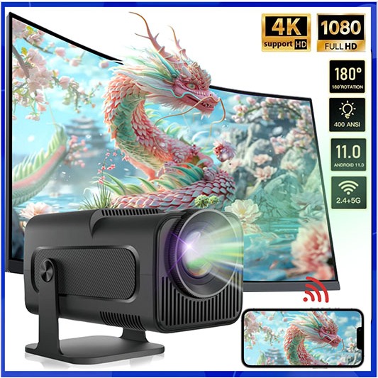 【จัดส่งจากกรุงเทพ】โปรเจคเตอร์ HY320 รุ่นใหม่ 2024 🌟 8000 ลูเมน 💡 Android 11 📱 โปรเจคเตอร์ LED 🎥