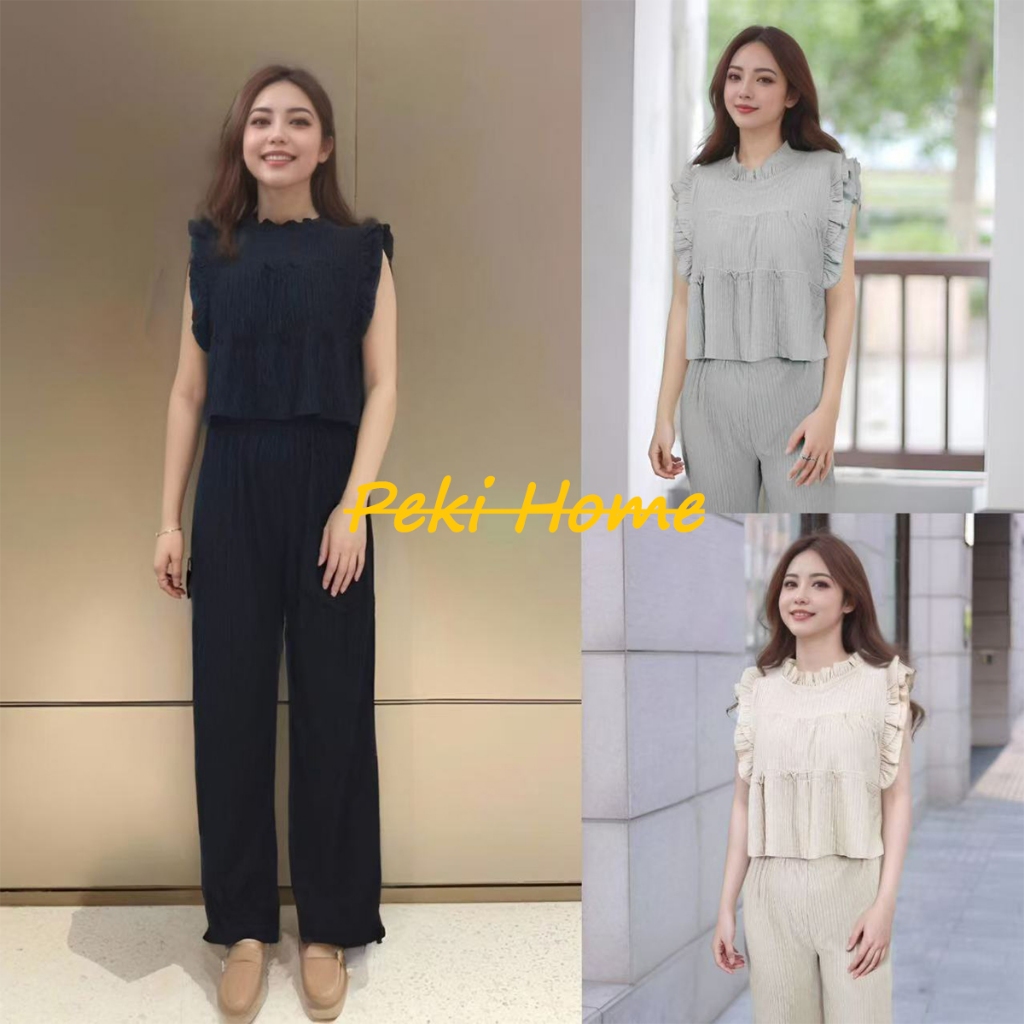 ชุดเซ็ตสองชิ้นสีเรียบ สไตล์แฟชั่นเก๋ๆ สำหรับสาวๆที่รักในแฟชั่น