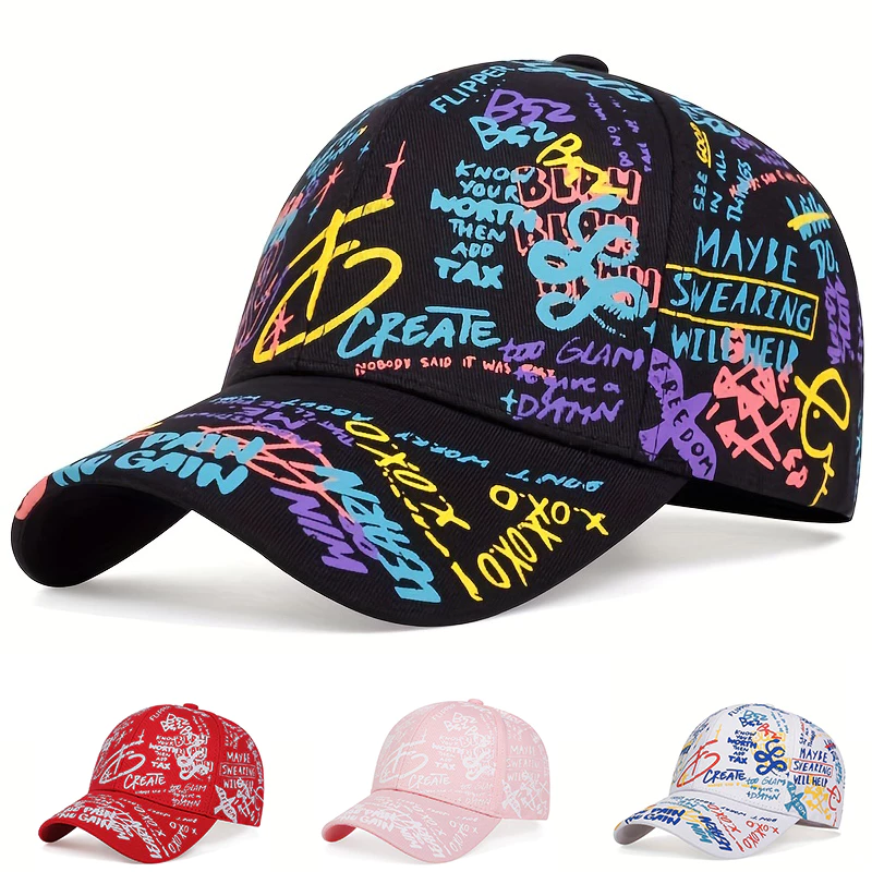 อินเทรนด์รูปแบบ Graffiti เบสบอลหมวกสีดำสีขาว Trucker หมวกสำหรับผู้ชายผู้หญิงฤดูร้อนตกปลา Snapback หมวกผ้าฝ้ายเบสบอลหมวก