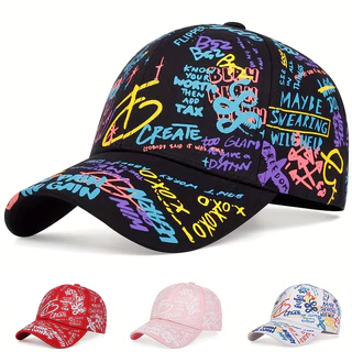 อินเทรนด์รูปแบบ Graffiti เบสบอลหมวกสีดำสีขาว Trucker หมวกสำหรับผู้ชายผู้หญิงฤดูร้อนตกปลา Snapback หมวกผ้าฝ้ายเบสบอลหมวก
