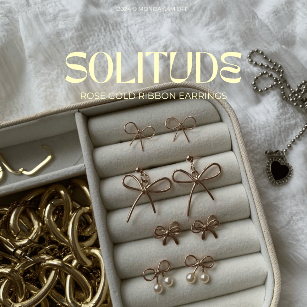 [ส่งทุกวัน🔥] หมดแล้วหมดเลย! - ต่างหูมินิมอล รูปโบว์ โรสโกลด์  🎀🩰 Rose Gold Ribbon Earrings รุ่น Solitude