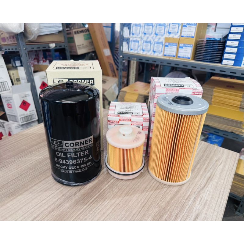 CORNER ชุดกรองน้ำมันเครื่อง กรองโซล่า(ดักน้ำ) ISUZU DECA 240,FTR 240,ชุดกรอง FVM 240 (C-ISO07+C-ISF18+C-ISF19)