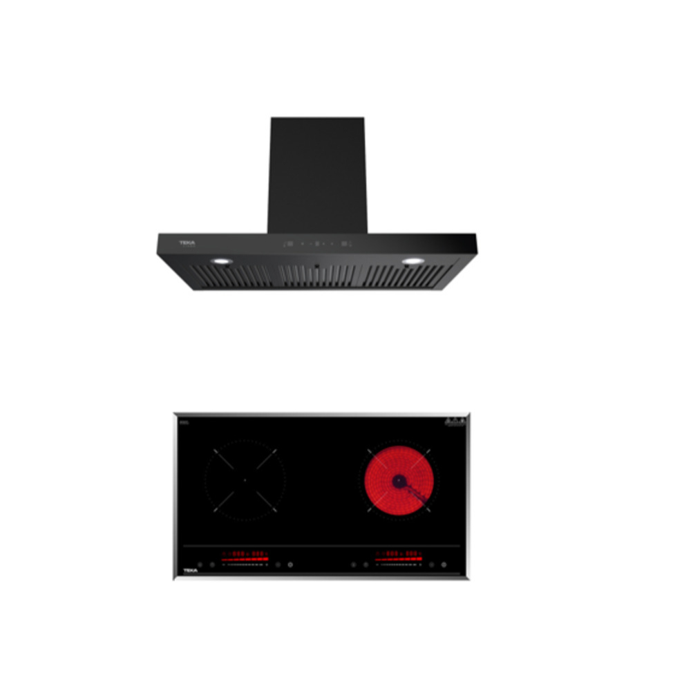 TEKA เครื่องดูดควัน ขนาด 90cm LDH TC 90 BK + เตาเซรามิคผสมเตาไฟฟ้า Induction รุ่น HIC 7320D
