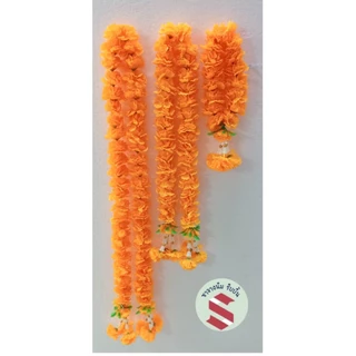 ดอกดาวเรืองผ้า ขนาดเล็ก 5.5 ซม. 50–100 ดอก ร้อยพวงมาลัยแก้บน 7 สี 7 ศอก ตกแต่งบายศรี พานพุ่ม งานพิธี