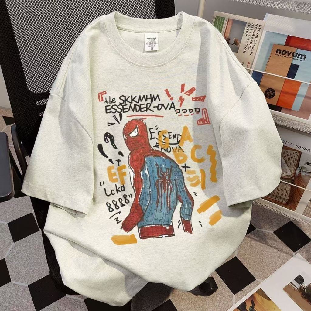 เสื้อยืด ผ้าคอตตอลแท้ CM65 “ลายแมงมุม สไปเดอ "ใส่สบาย  สีไม่ตกเนื้อผ้าดี ตัดเย็บดีไม่ใช่ผ้ามันลื่นไม่ใช่ผ้ามันลื่น