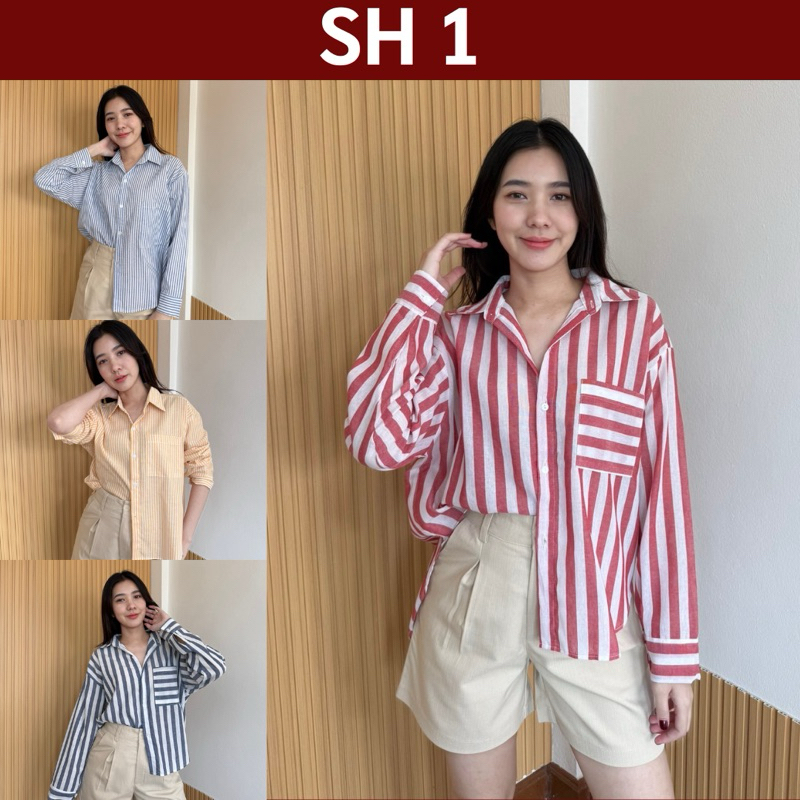 SH1 เสื้อลินินOver size shirt หน้าสั้นหลังยาว