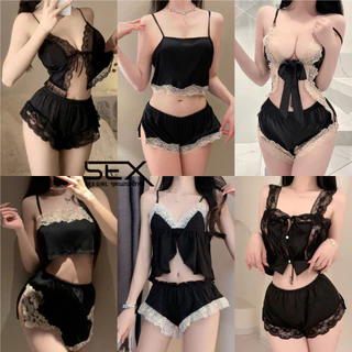 Sexy Girl💯💯ซีรีส์ชุดนอนเซ็กซี่ลูกไม้👑 ชุดนอนสตรีเซท 2 ชิ้น🍂หลากหลายสไตล์ ลูกไม้ วัสดุเรียบ.