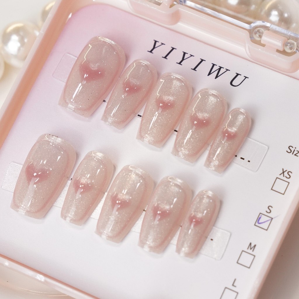 SZY185 เล็บปลอมสำเร็จรูป ทำด้วยมือ เล็บปลอมสำเร็จรูป เล็บปลอมสั้น เจลแท้ 100% กันน้ำ กล่องละ 10แผ่น