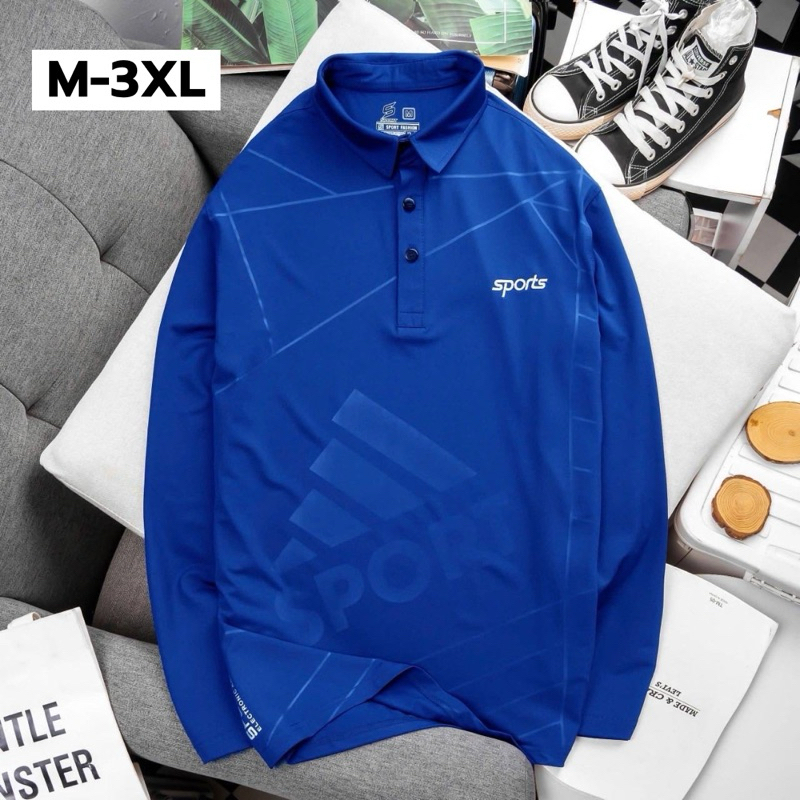 พร้อมส่ง!! เสื้อกีฬาคอปกแขนยาวSPORTS สุ่มลาย ผ้านิ่มใส่สบายไม่คันระบายอากาศได้ดี ใส่ได้ทั้งชายและหญิง  เสื้อบอลแขนยาว