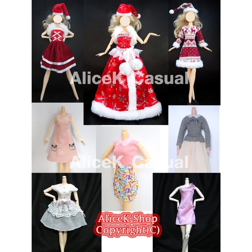เสื้อผ้าตุ๊กตาชุดลำลอง ชุดกระโปรงCasual สั้น/พลีท สำหรับความสูง 30cm