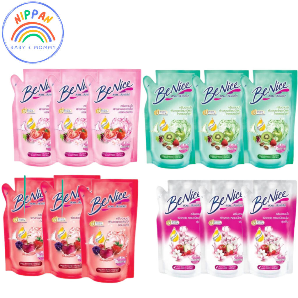 (แพ็ค 3 ถุง) Benice บีไนซ์ ครีมอาบน้ำ สูตรผิวสวยกระจ่างใสเปร่งประกาย ขนาด400 มล. ถุงเติม รีฟิล