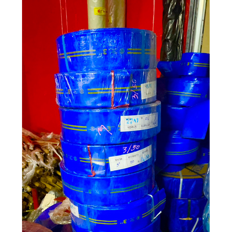 สายส่ง ตราม้า สายส่งน้ำ 3นิ้ว oceanstone เริ่มต้น10เมตร ผ้าใบผสมPVC เหนียว ทน คงรูป ไม่แตก ไม่ปลิ สายสูบน้ำ สายน้ำ ผ้าใบ