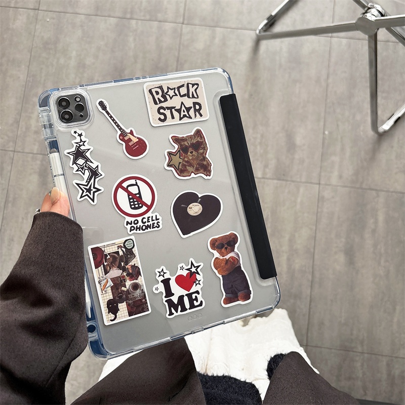 ส่งจากไทย สไตล์ร็อค ins สติ๊กเกอร์ เคส for iPad 2025 11 air6 10.2 Gen10 2024 proเคสไอแพด Air5 10.9Case พร้อมถาดใส่ปากกา