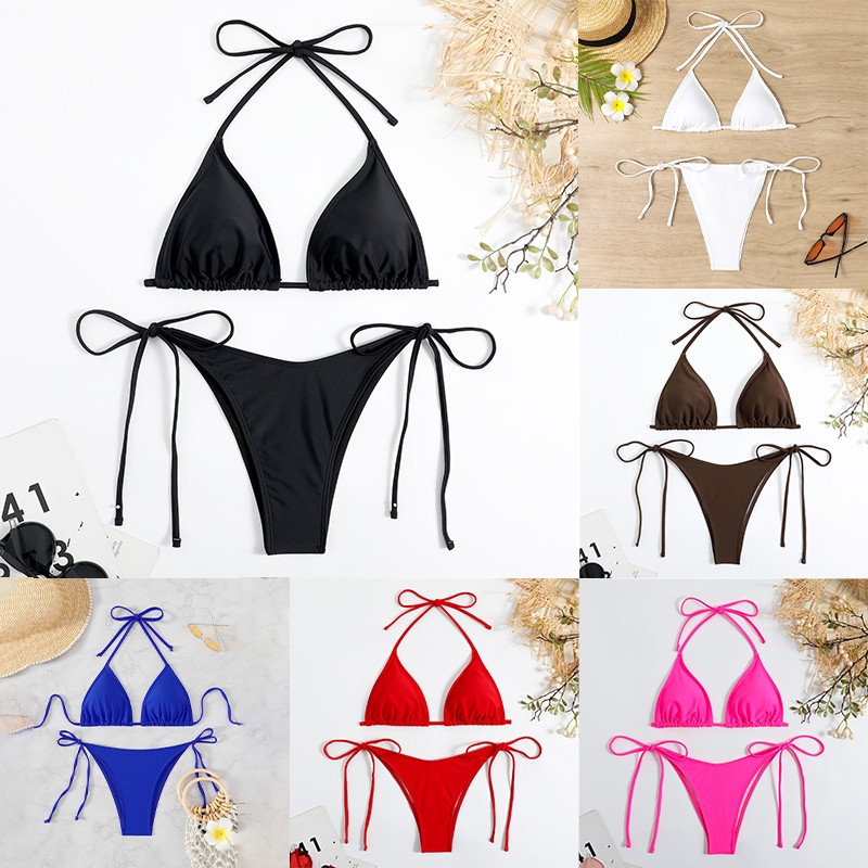 Victoria's Sunshine ชุดว่ายน้ําบิกินี่ เซ็ต2ชิ้น เซ็กซี่ bikini ผูก เปิดหลัง หลายสี เที่ยวทะเล