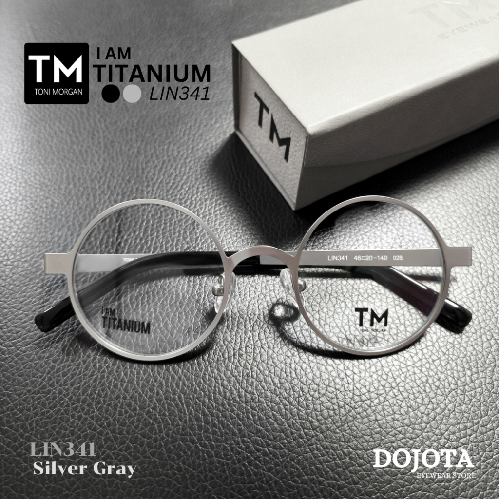 กรอบแว่นทรงกลม ไทเทเนี่ยม Toni Morgan รุ่น LIN 341 สีเทา Silver Gray