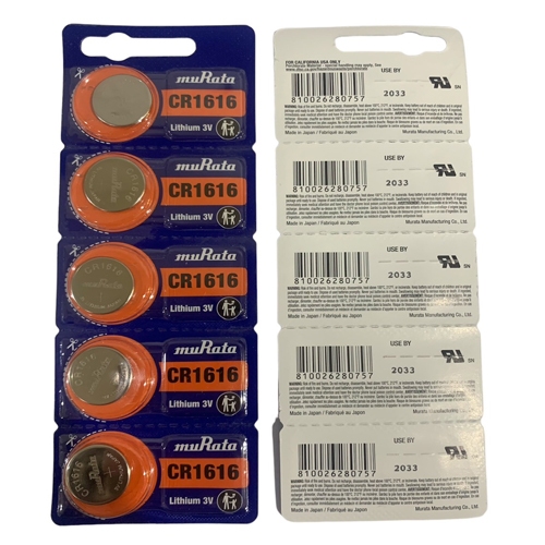 ถ่านกระดุม muRata ‪CR1616 ของแท้ 100% Lithium 3V. จำหน่ายแบบ 1ก้อน กับ ยกแผง (1แผงมี 5ก้อน)