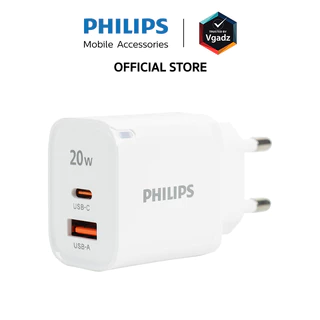 Philips หัวชาร์จเร็ว PD20W เทคโนโลยีล่าสุด GAN อะแดปเตอร์ 2 / 1 พอร์ต