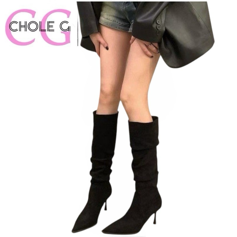 Chole G: The Ivy Korea Thigh High Boots รองเท้าบูทยาว กำมะหยี่ส้นเข็ม สูง 6.5cm(SH0171)