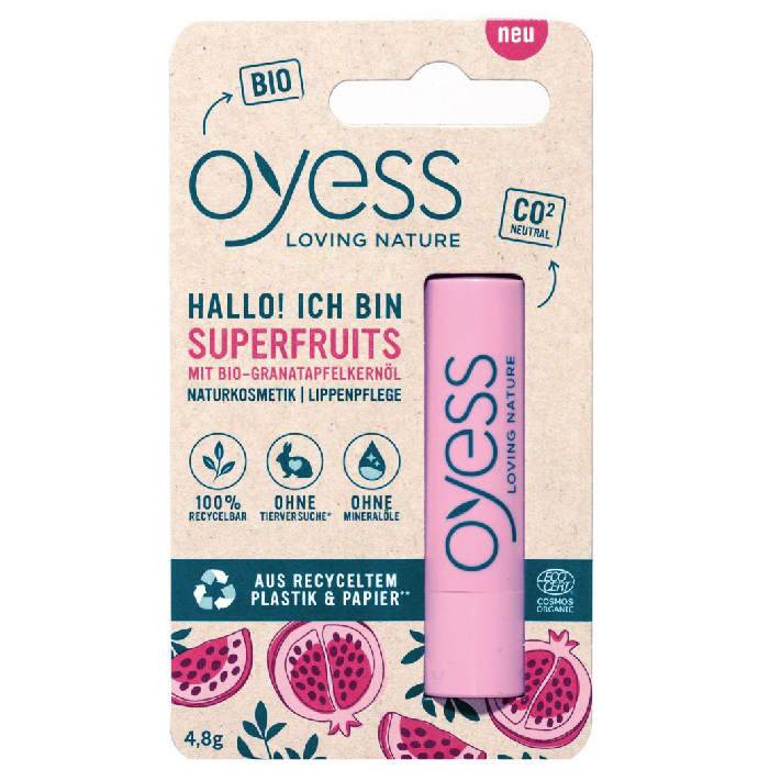 Oyess ออร์แกนิค ลิปแคร์ สูตร Superfruits ช่วยเติมความชุ่มชื้น ฟื้นฟูริมฝีปาก ให้กลับมาเนียนนุ่ม