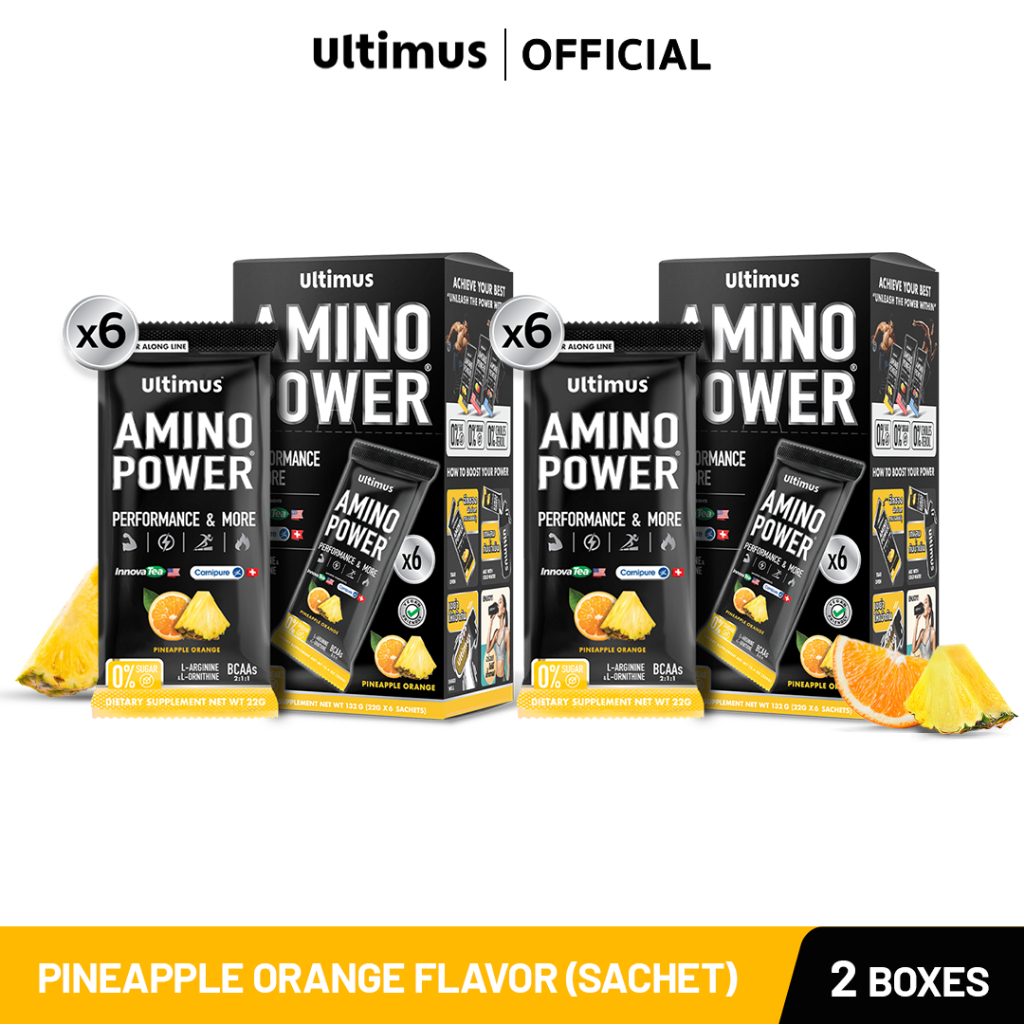 Ultimus Amino Power (Active BCAAs 2:1:1) Pineapple Orange 2กล่อง ขนาดซอง22g (Pack6)