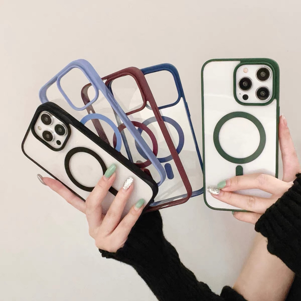 case เคสอะคริลิคชาร์จได้ ขอบสี เปิดเลนส์กล้อง สำหรับ ไอโฟน16 for iPhone 16 16Pro 16Promax 16 Pro max 16plus