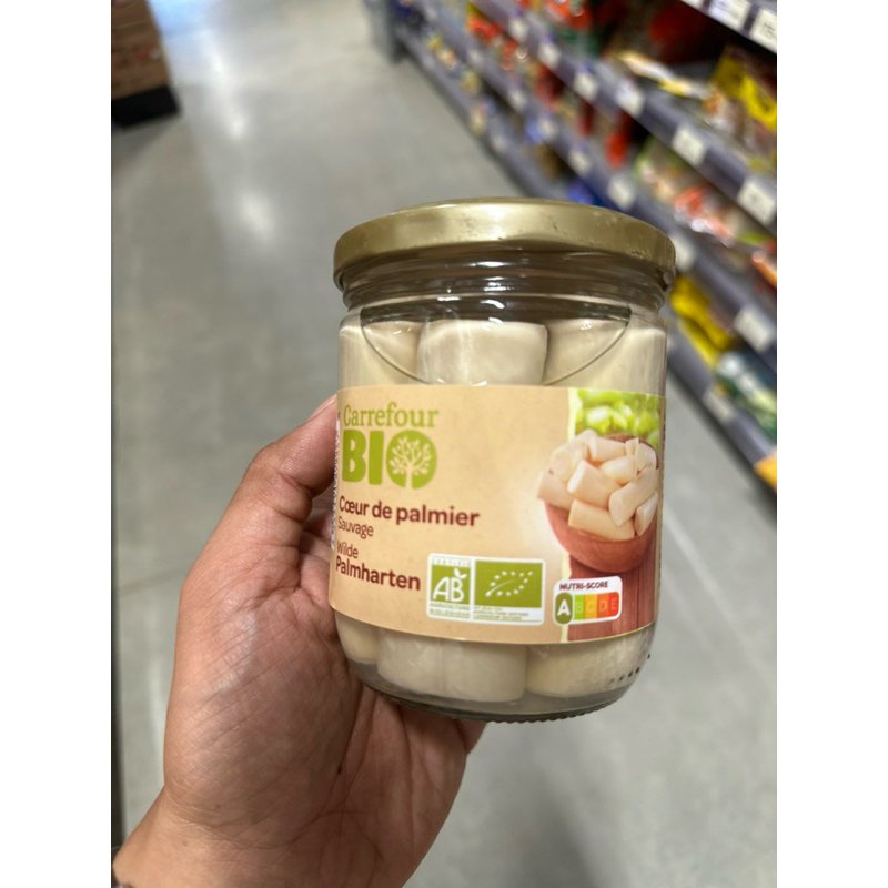 Coeur De Palmier Sauvaqe ( Carrefour ) 405 G. แกนปาล์ม ดองในน้ำเกลือ ( ตรา คาร์ฟูร์ )