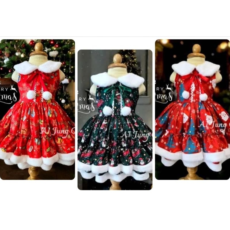 พร้อมส่ง ชุดเดรสคริสต์มาสเด็ก AI Jung Cloches. Size.XXL