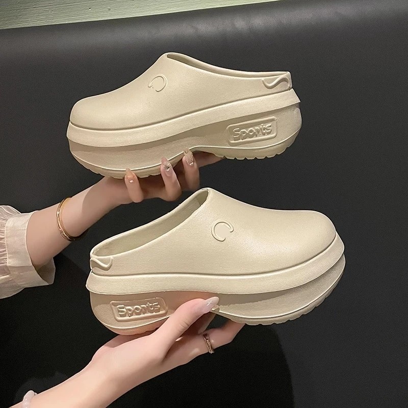 รองเท้าแตะผู้หญิง รองเท้าแตะ รองเท้าหัวโต ขาว 3.5cm พื้นหนา กันลื่น กันน้ำ ทนต่อการสึกหรอ ผู้หญิง เหมาะกับฤ