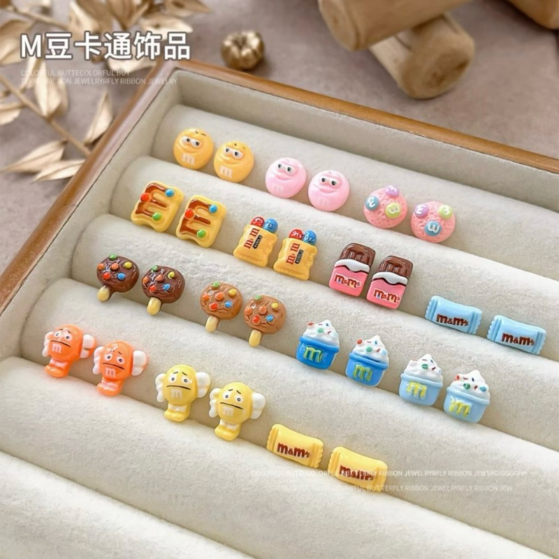 AC.1317 ร้านไทย แพ็ค 5 ชิ้น พร้อมส่ง เรซินแต่งเล็บลายขนมช็อกโกแลตเอ็มแอนเอ็ม m&m