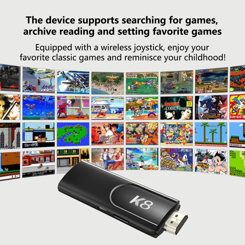 game stick เกม HDMI 4K เครื่องเล่นเกมย้อนยุค ที่จับเกมบลูทูธ 64Gb ในตัวมี 20,000/30000+ เกมส์ต่อทีวี เกม