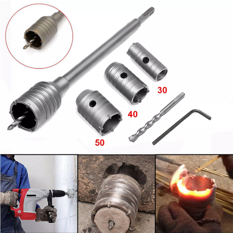 ชุดดอกสว่าน โฮลซอเจาะปูน คอนกรีต อิฐบล็อก หินอ่อน กระเบื้อง 3 ขนาด 30 40 50 mm ใช้สำหรับเจาะกระแทก