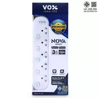 ปลั๊กไฟกันไฟกระชาก Vox Smart (10A 2300W) สวิตช์แยก Type-C PD20 วัตต์ มีมอก. รางปลั๊ก USB : สายยาว 3 เมตร