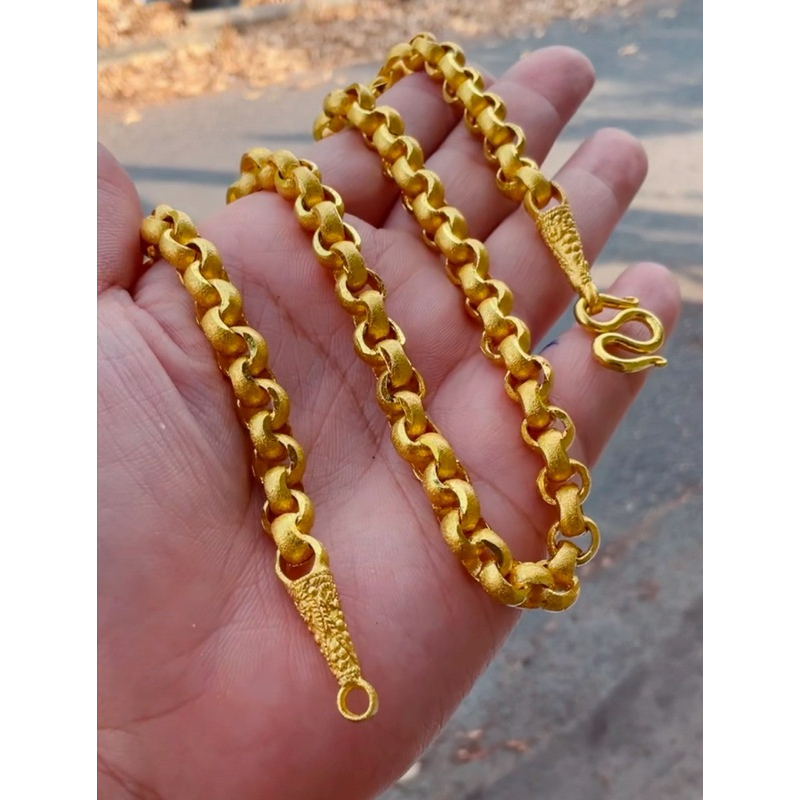 สร้อยคองานไฟลายหวายทรายตัดขอบ3-5บล้างได้เผาได้การใช้งานจึงนานกว่างานทั่วไปฟรีน้ำยา